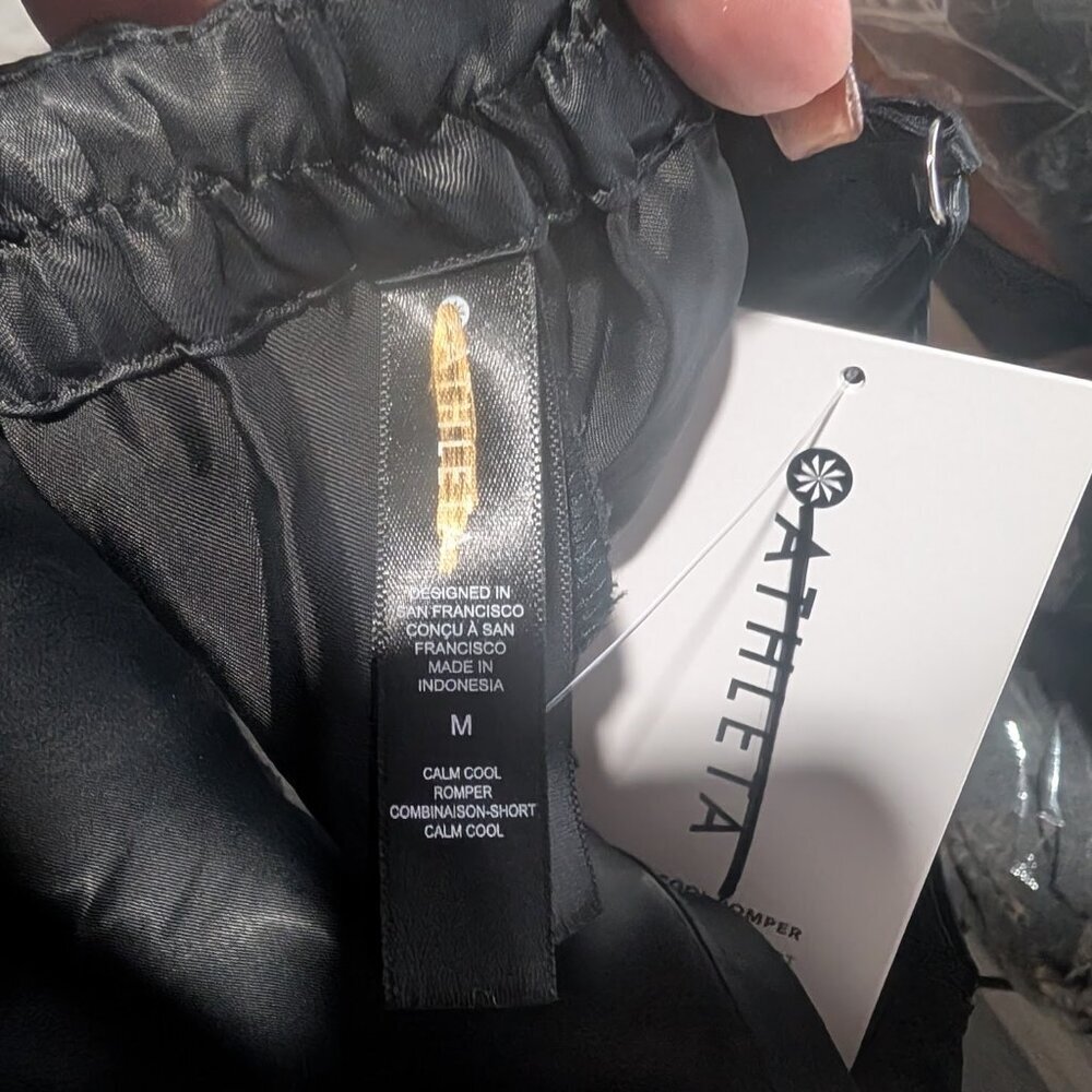 Athleta Black Satin Wide-Leg Slip Jumpsuit Pajama - Picture 8 of 16